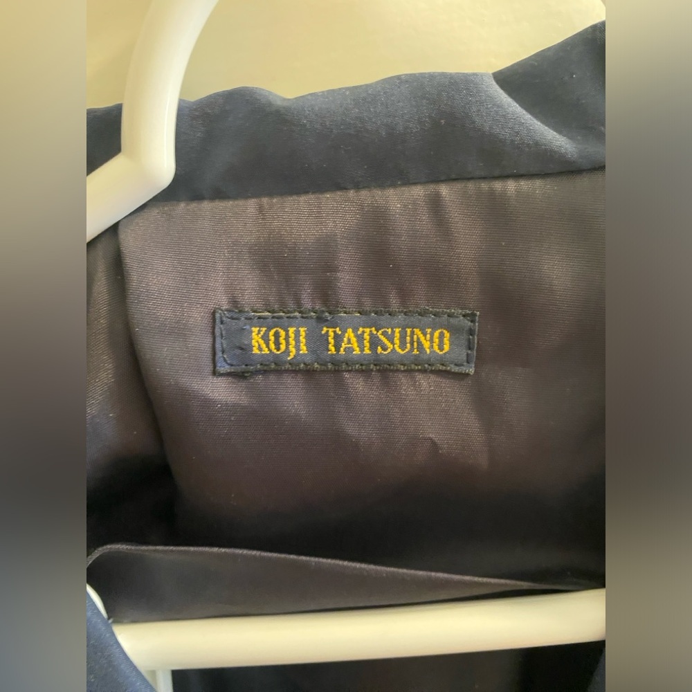 Koji Tatsuno Navy Silk Coat - image 3